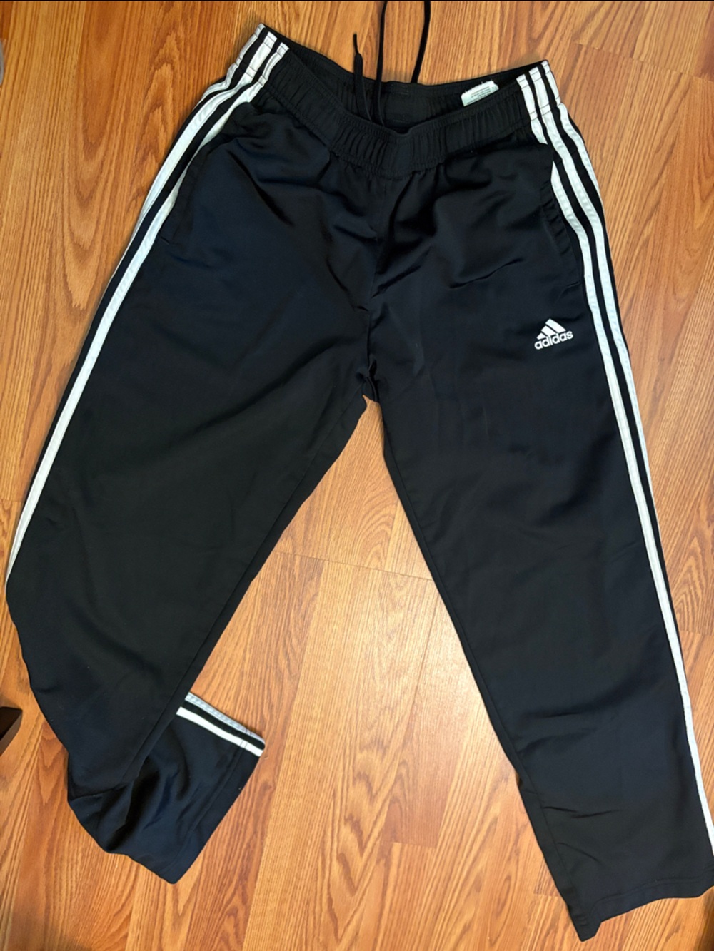adidas Black track pants with white side stripes